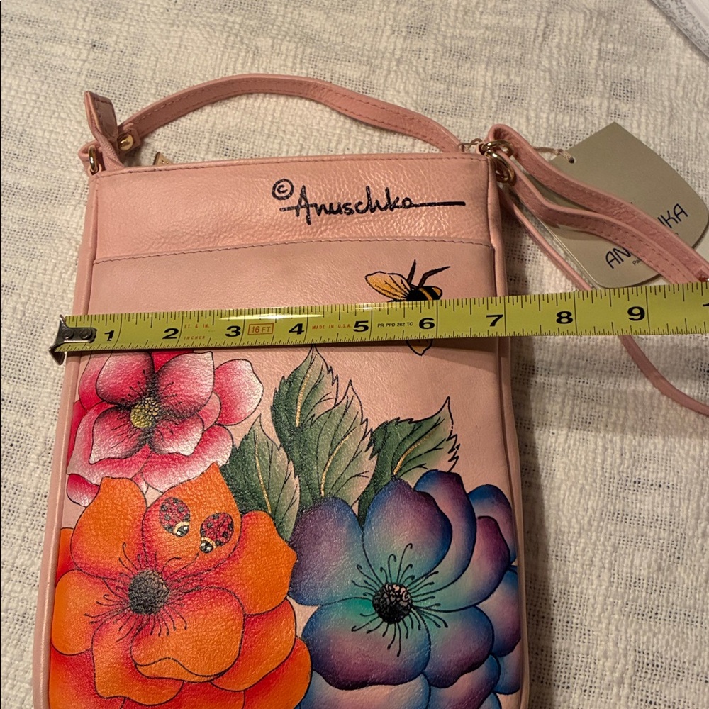 Anuschka hand painted genuine leather Multicolor Floral Crossbody Bag - Picture 7 of 7